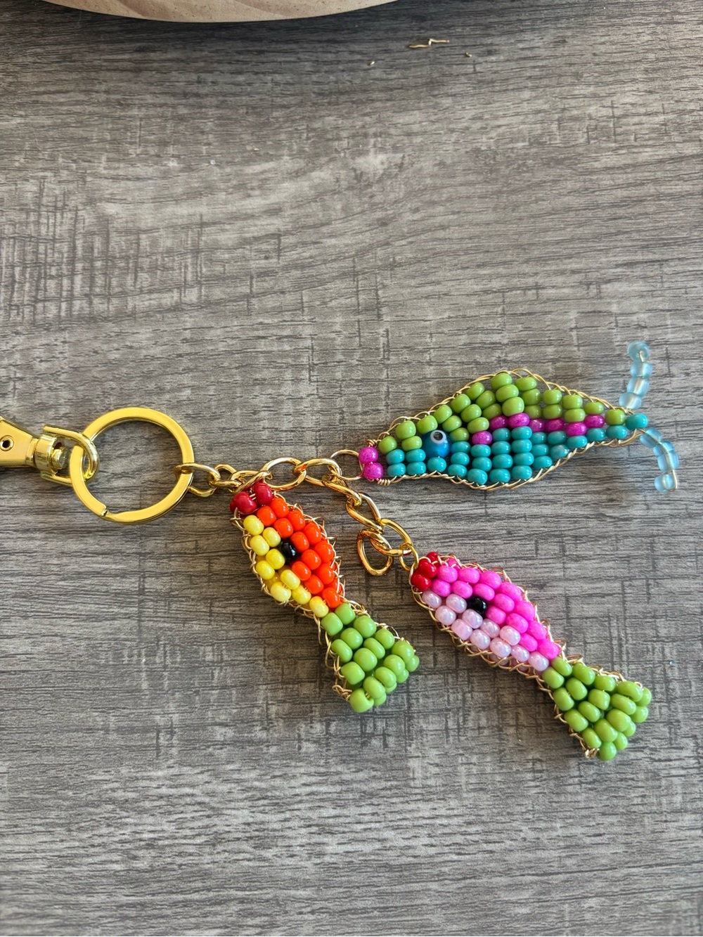 Beaded Fish Keychain Charm - Multicolor